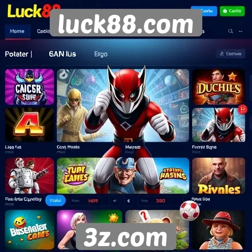 Diversidade de jogos disponíveis em luck88.com