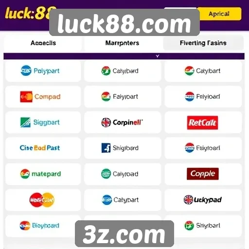 Métodos de pagamento disponíveis no luck88.com